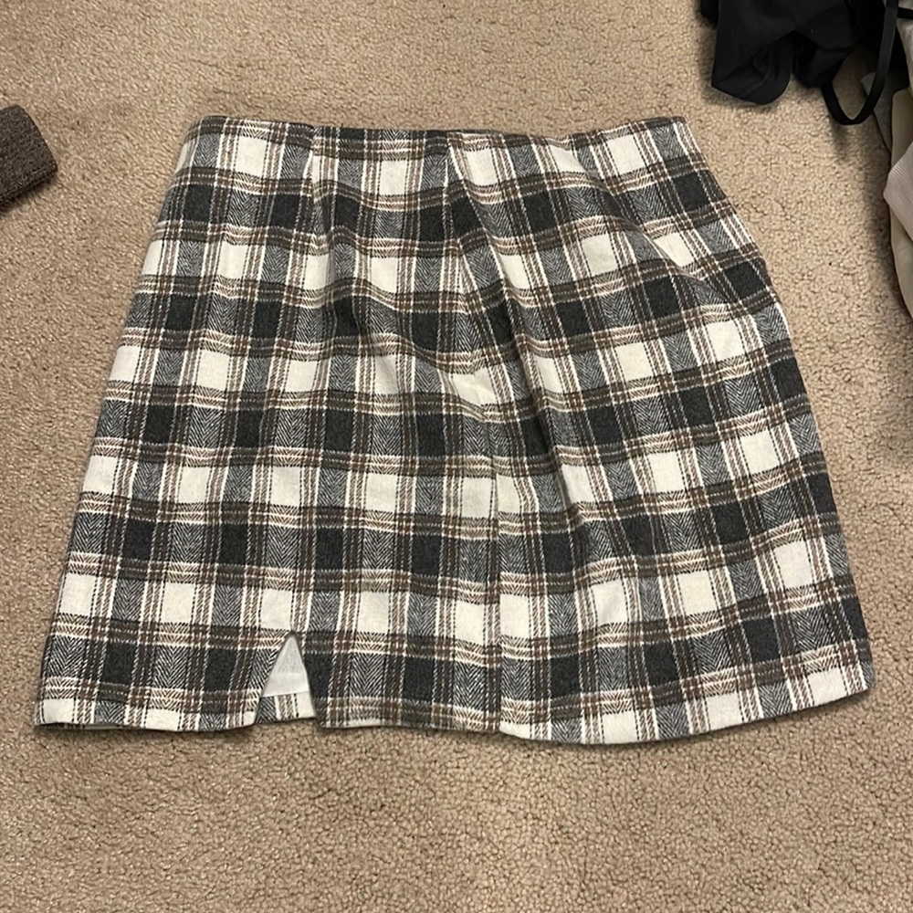 Mini fleece plaid skirt